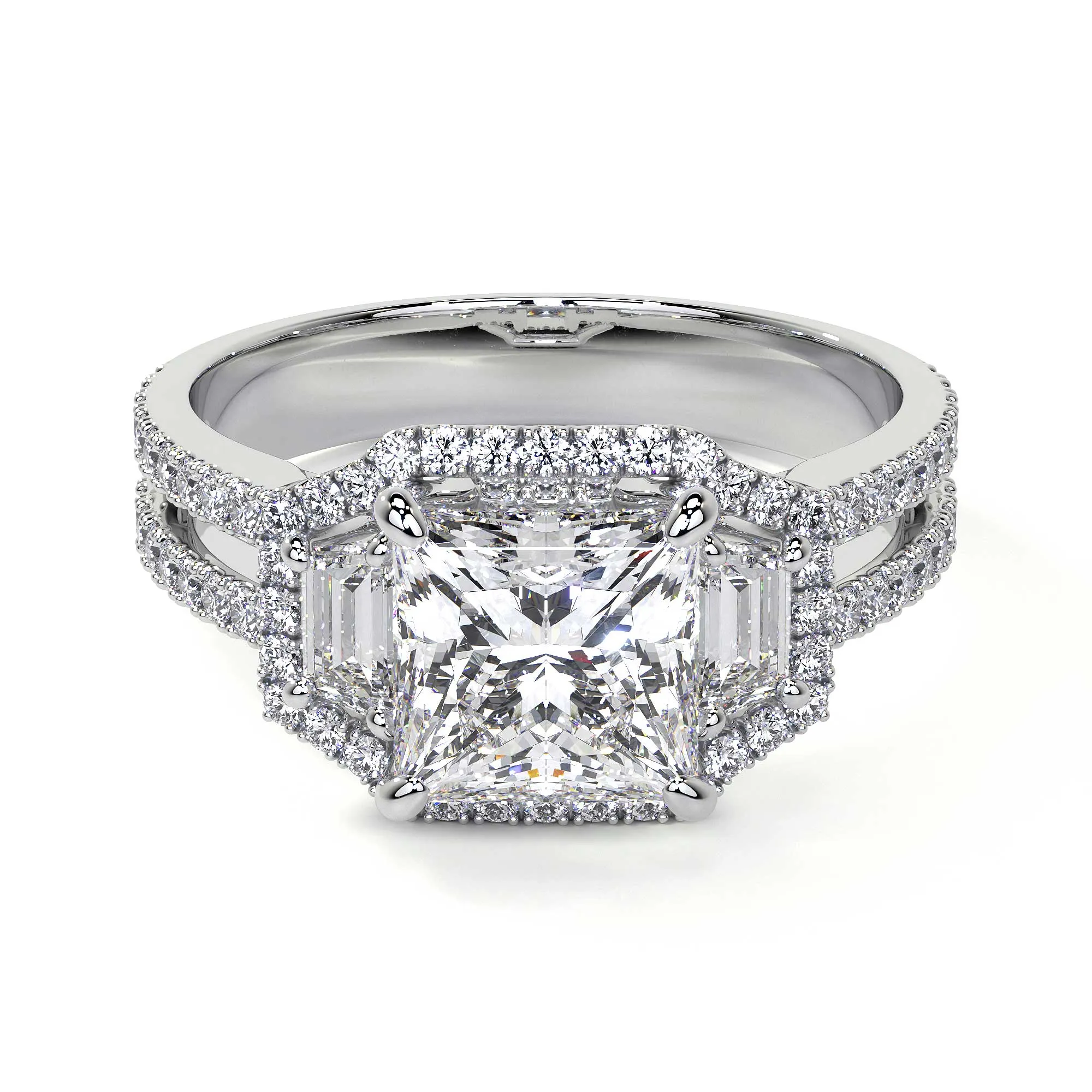 Square Radiant Cut Cluster Diamond Ring, 1.80 CT