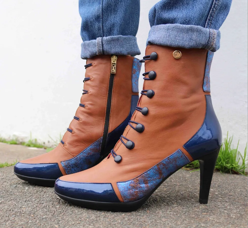 St Lucia  Brandy blue button boot