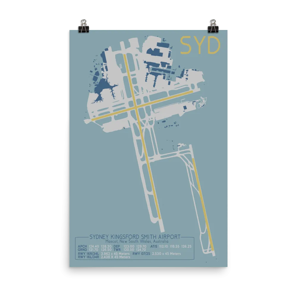 SYD (YSSY) Sydney Kingsford Smith Airport Layout Art