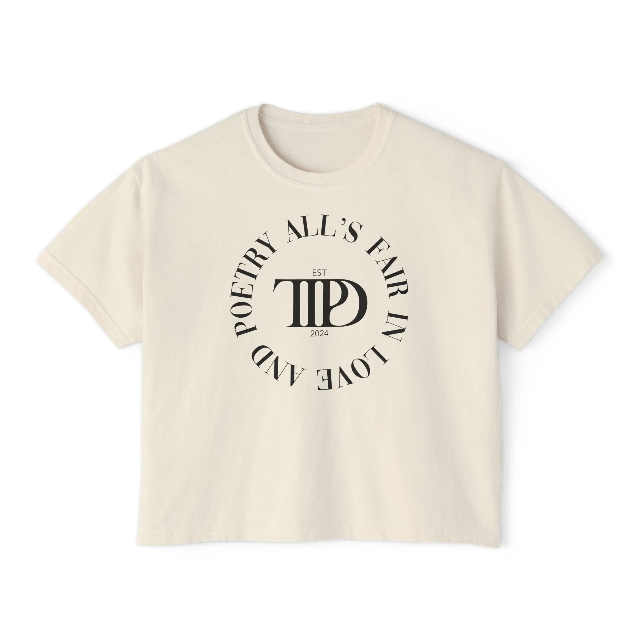 Taylor Swift Tourtered Poets Department Women's Boxy Tee | All's Fair In Love and Poetry