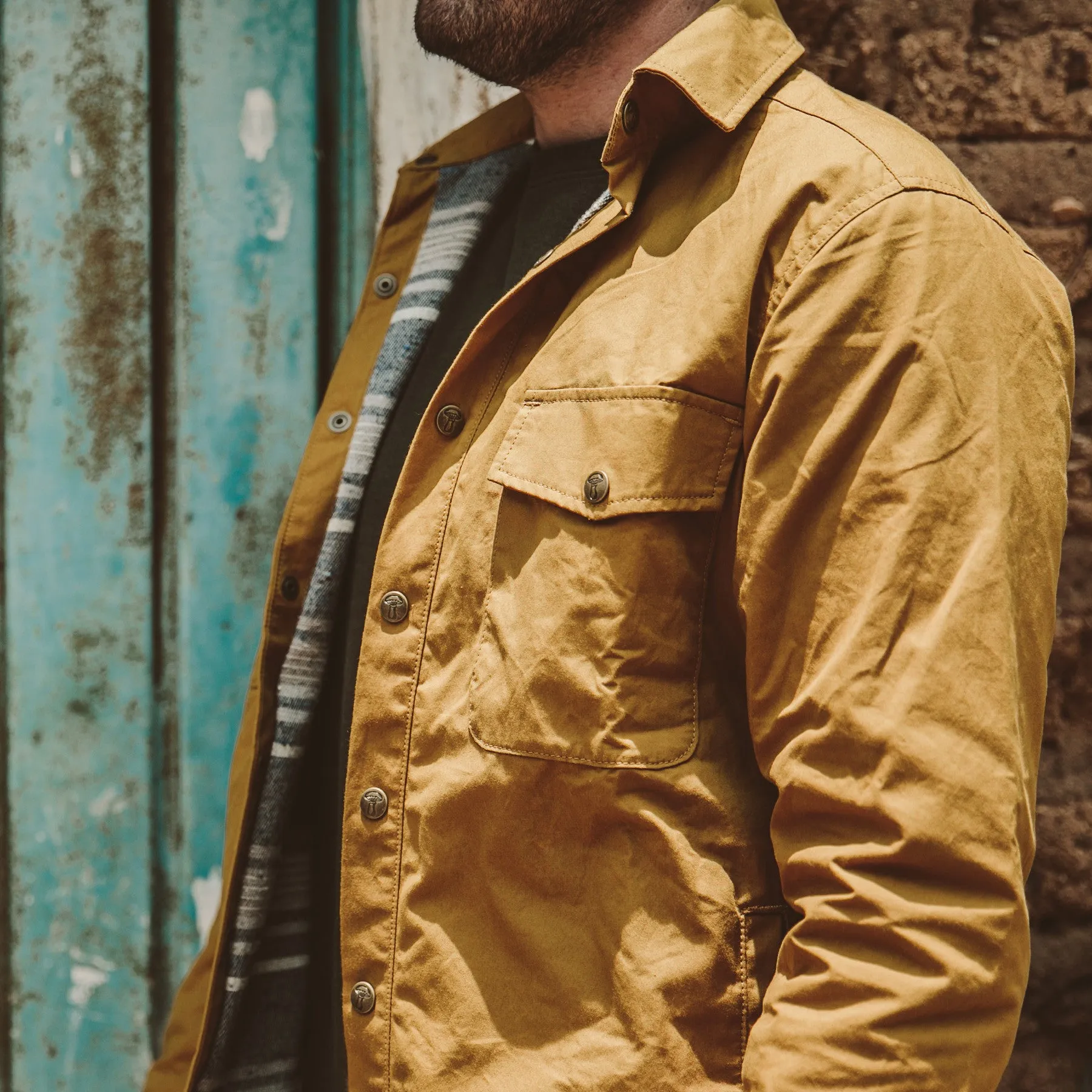 The Chore Jacket in Mustard Dry Wax Canvas