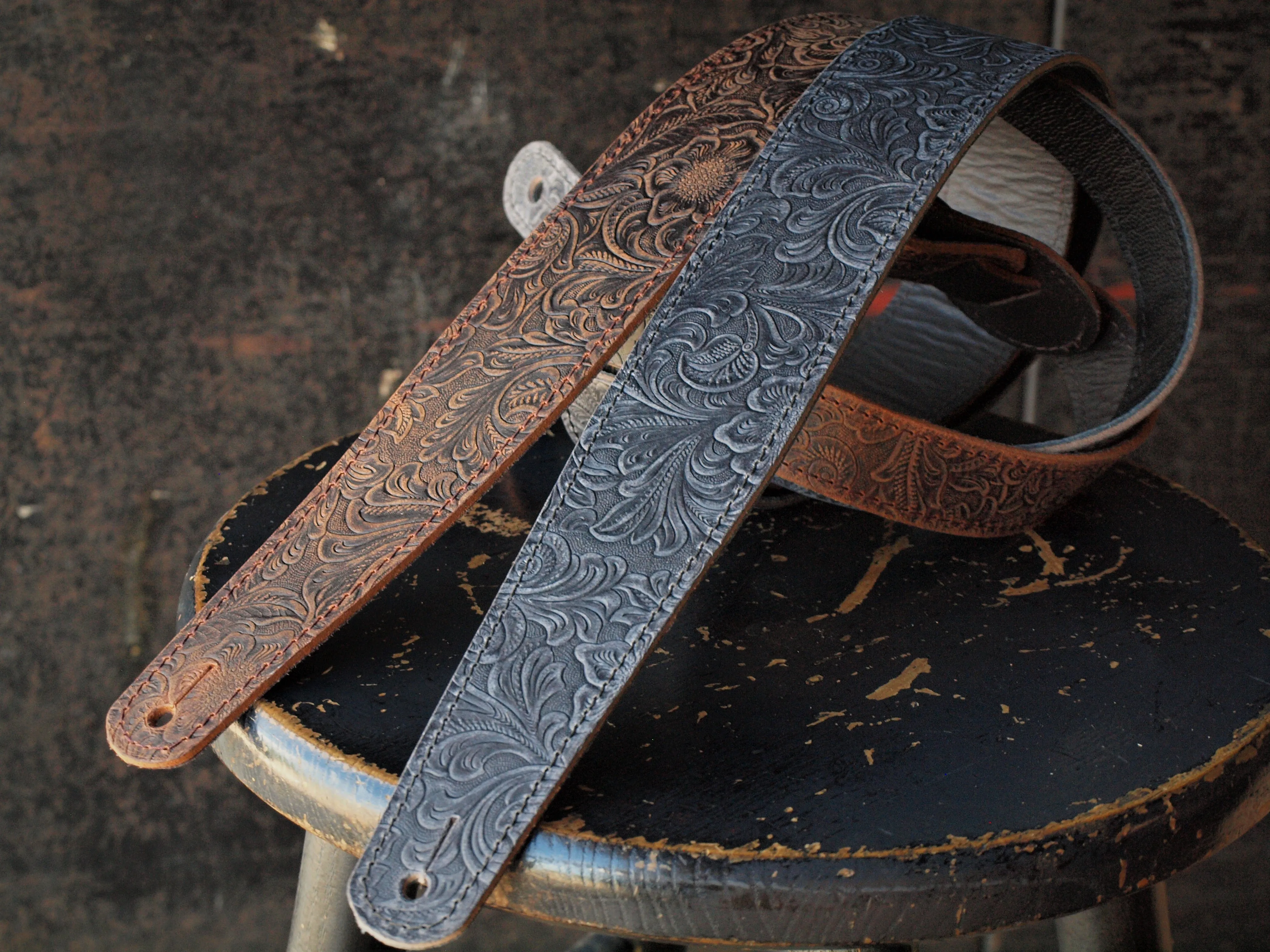 Tooled Leather Guitar Strap