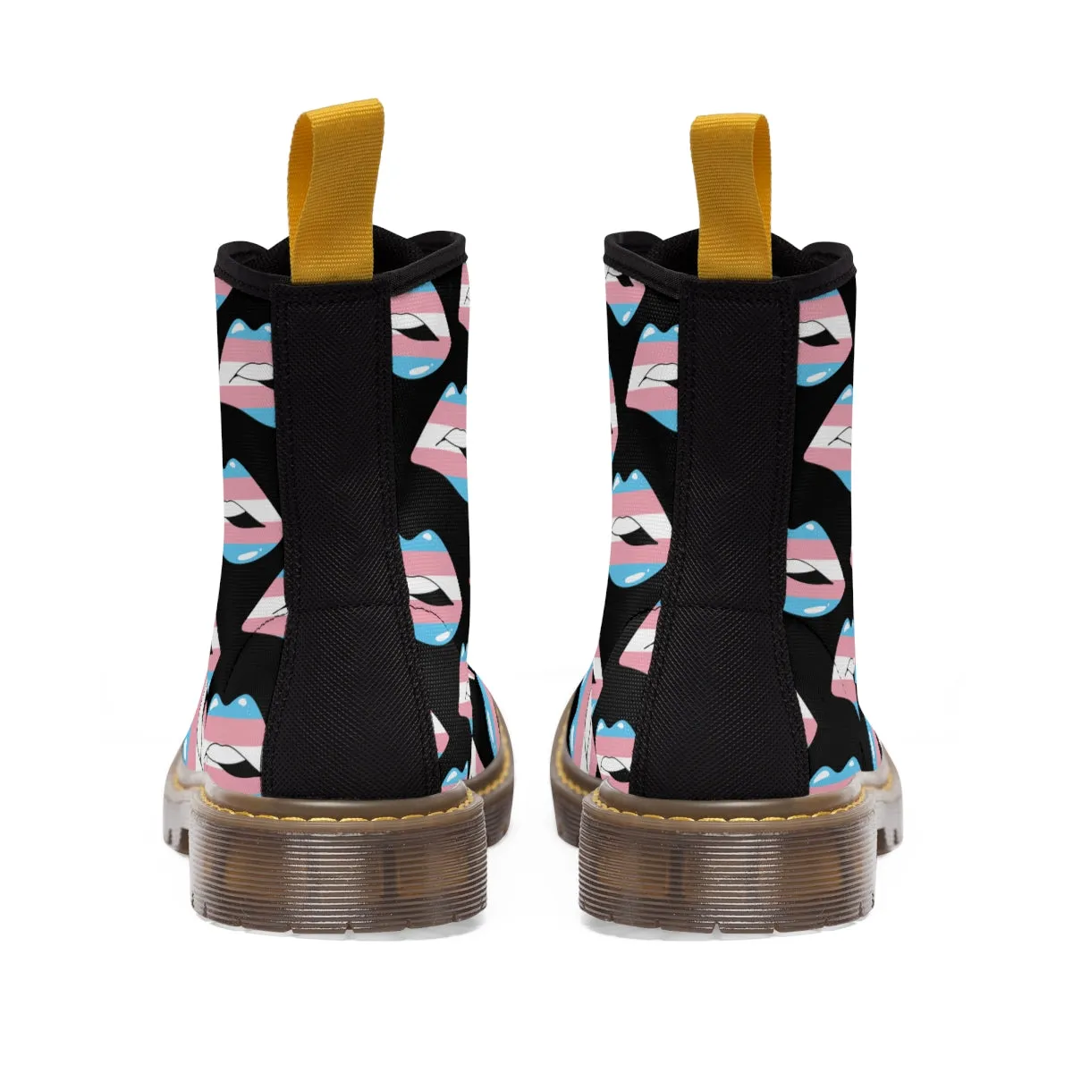 Transgender Flag Kisses LGBTQ Black Canvas Boots Unisex Size