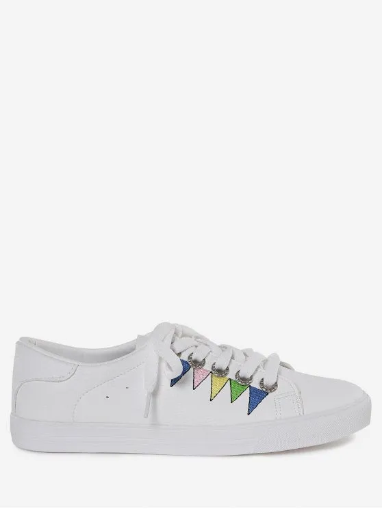 Trendy Stitching Geometric Multicolor Sneakers