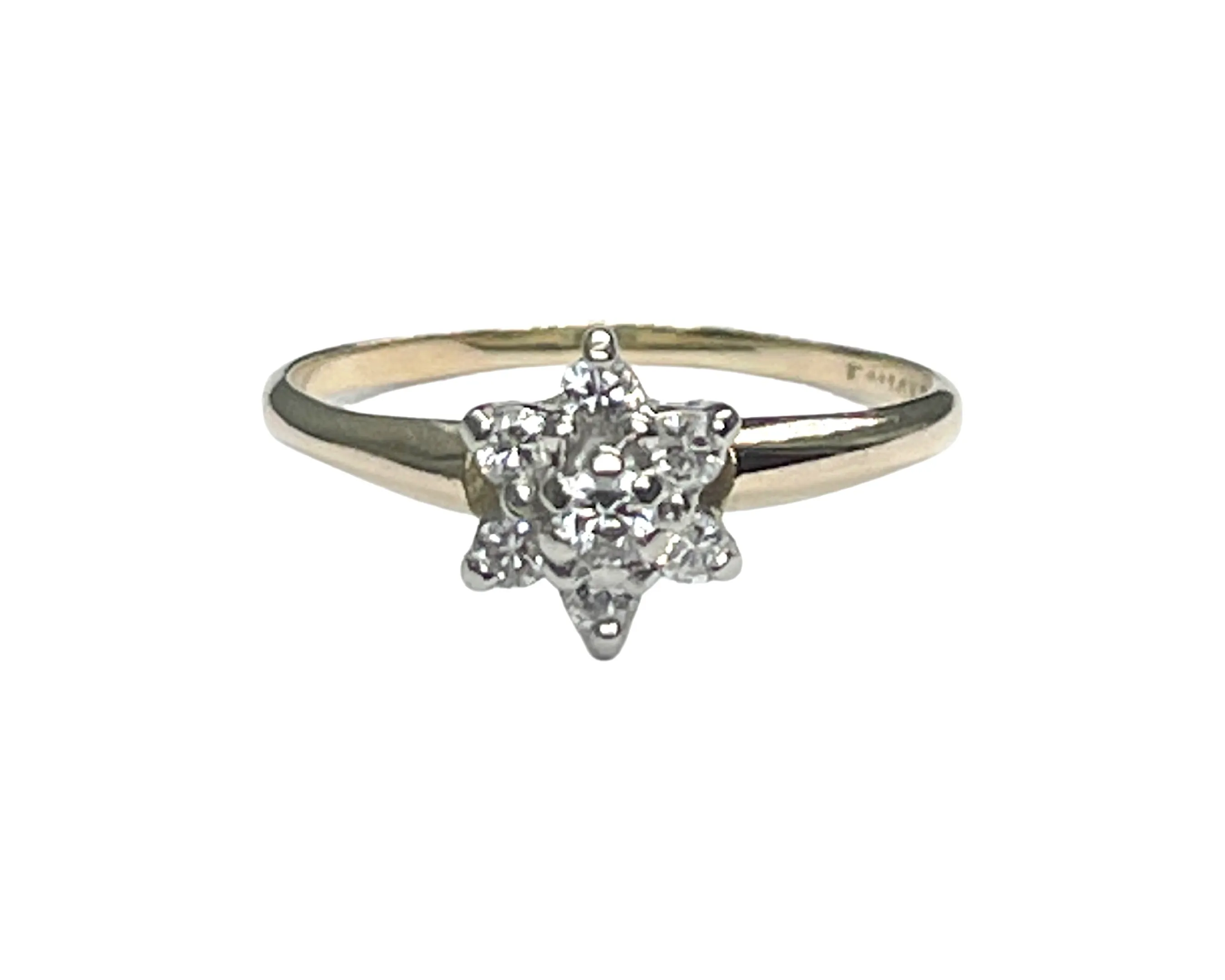 Two Toned Gold Diamond Flower Ring (Authentic Pre-Owned)