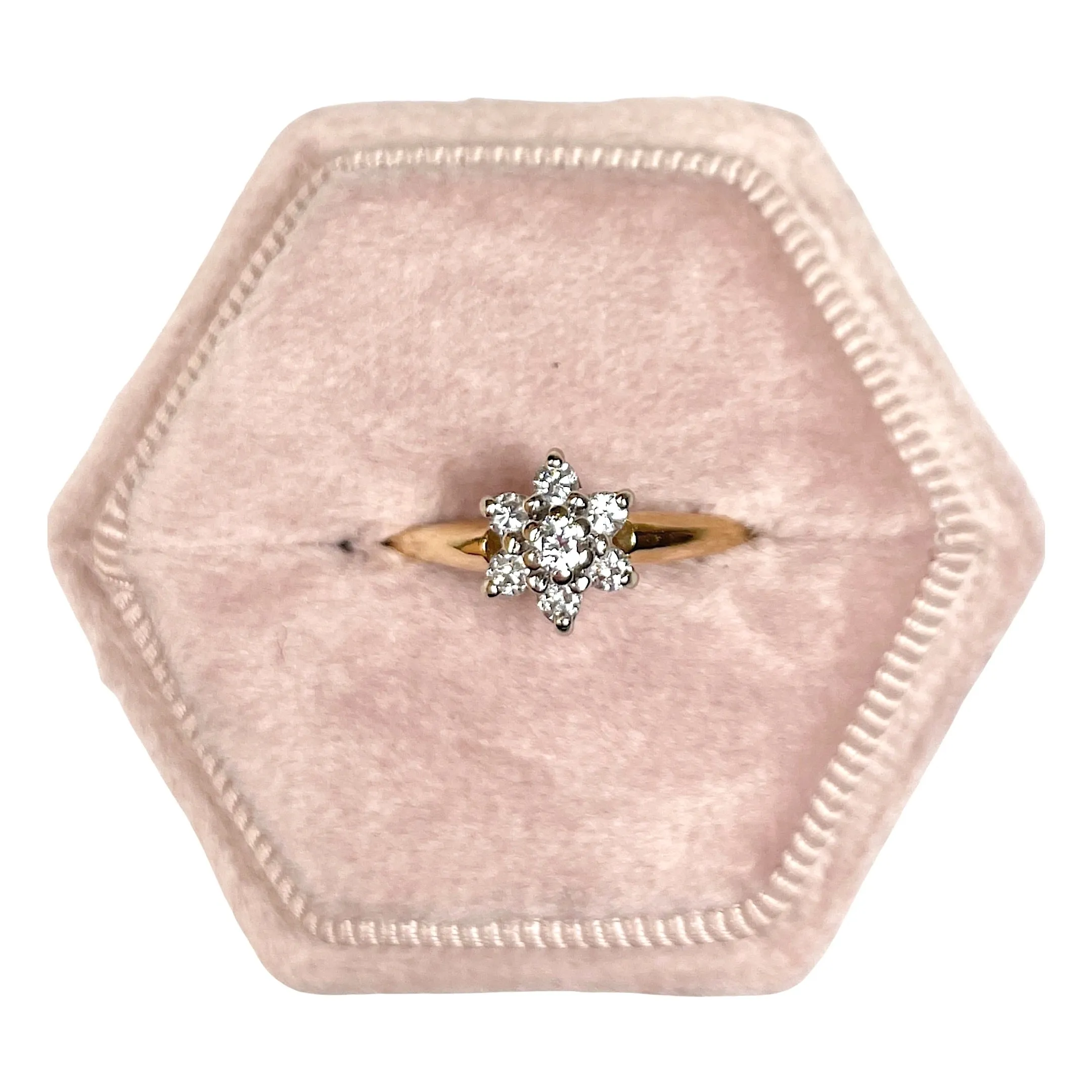 Two Toned Gold Diamond Flower Ring (Authentic Pre-Owned)