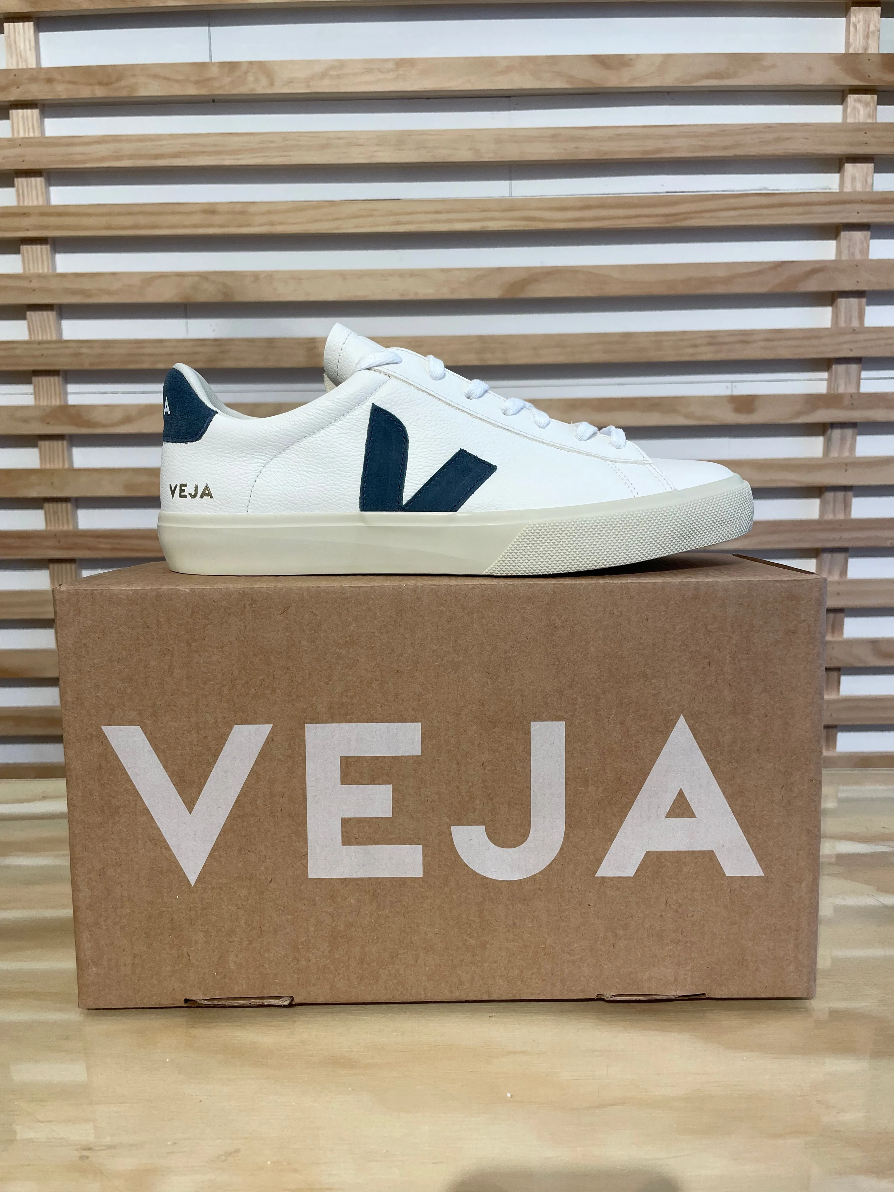 Veja Men's Campo Extra White California Blue Chromefree Leather Sneaker