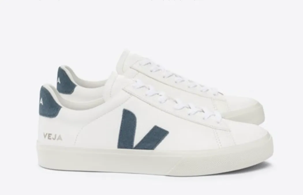 Veja Men's Campo Extra White California Blue Chromefree Leather Sneaker