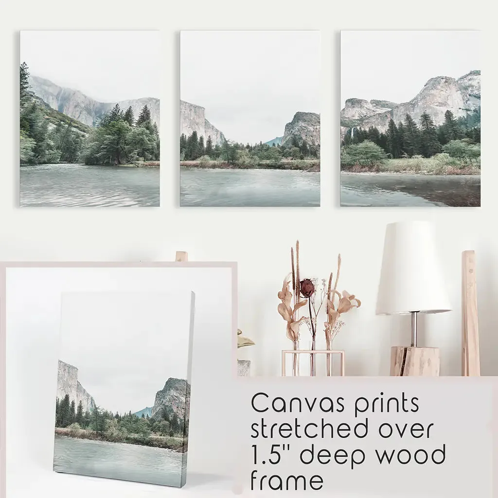 Yosemite Valley Triptych. US National Park Wall Art Prints