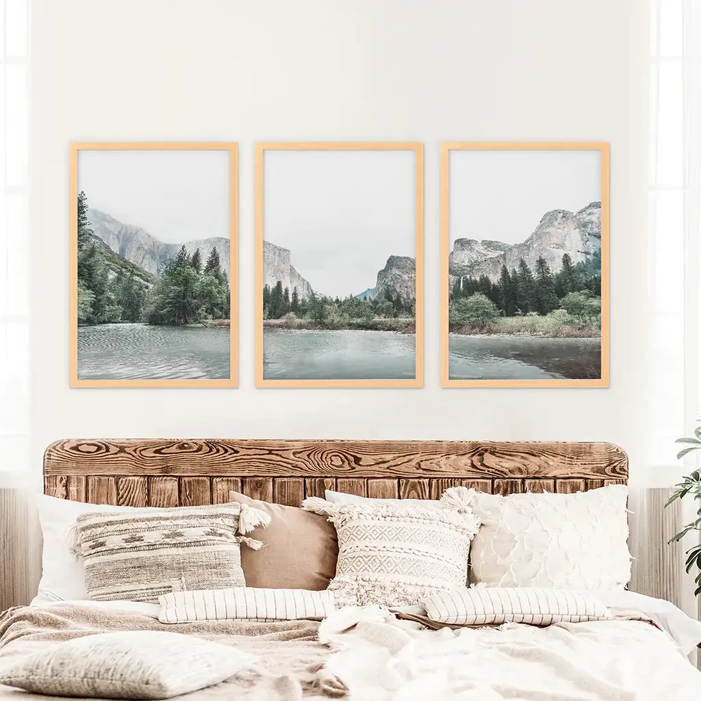 Yosemite Valley Triptych. US National Park Wall Art Prints