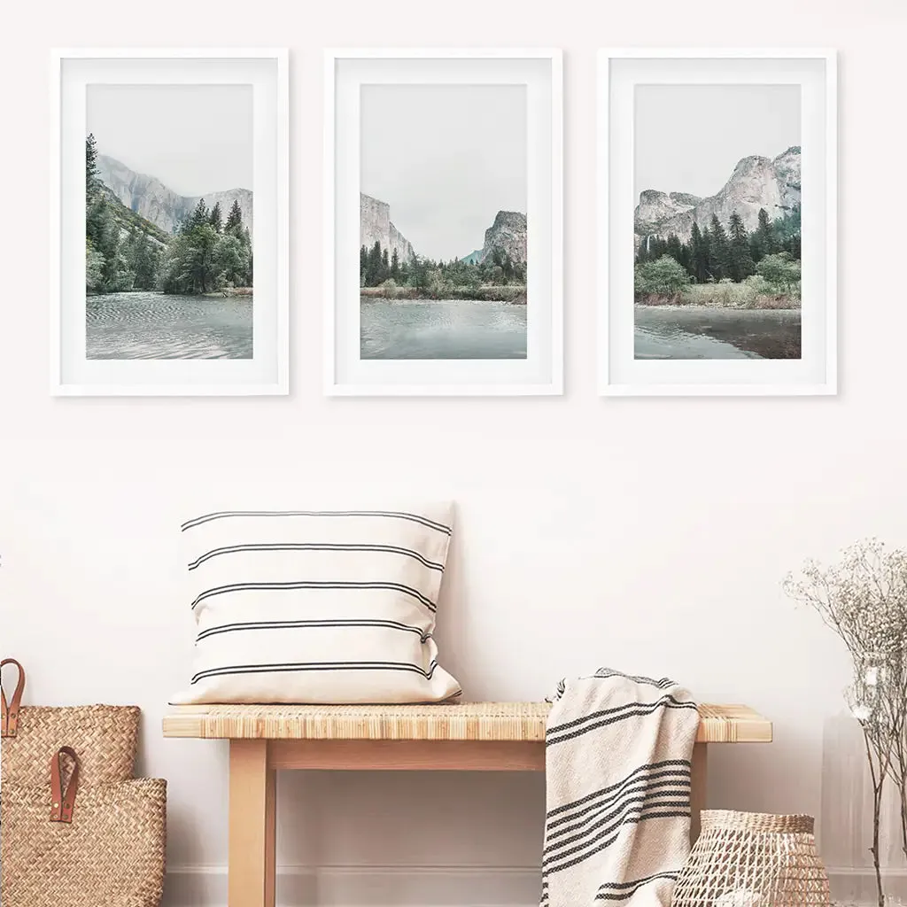 Yosemite Valley Triptych. US National Park Wall Art Prints