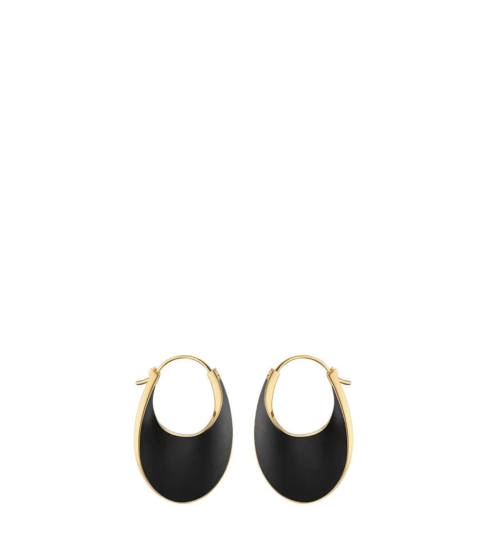 Éole Slim Hoop Earrings - Black Leather